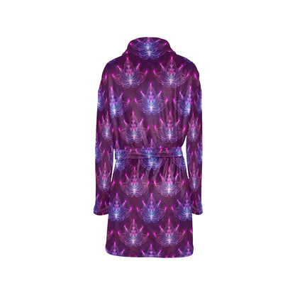 lotus Pattern Print Design LO01 Women's Fleece Robe