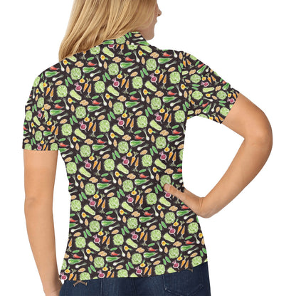 Vegan Draw Themed Design Print Women's Polo Shirt