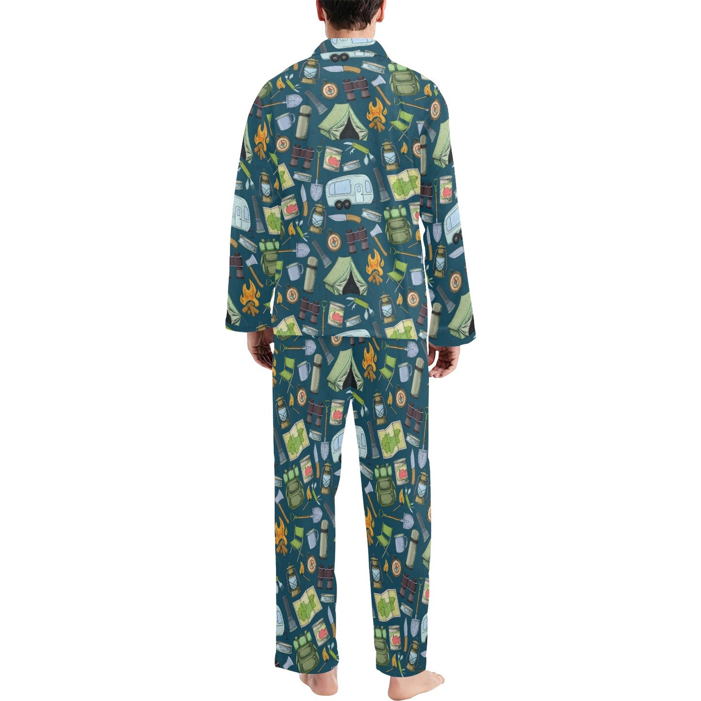 Camping Pattern Print Design 02 Men's Long Pajama Set