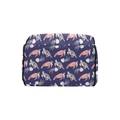 Sea Turtle With Jelly Fish Print Design LKS301 Diaper Bag Backpack