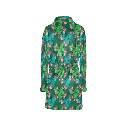 Chimpanzee Pattern Print Design 01 Women's Fleece Robe
