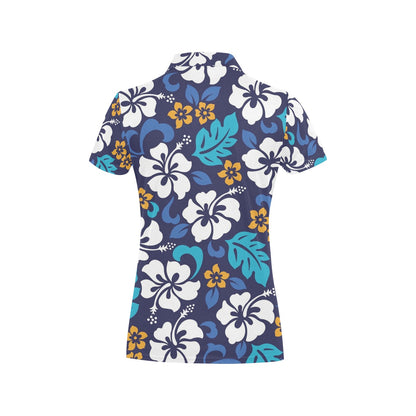 Hibiscus Pattern Print Design HB030 Women's Polo Shirt