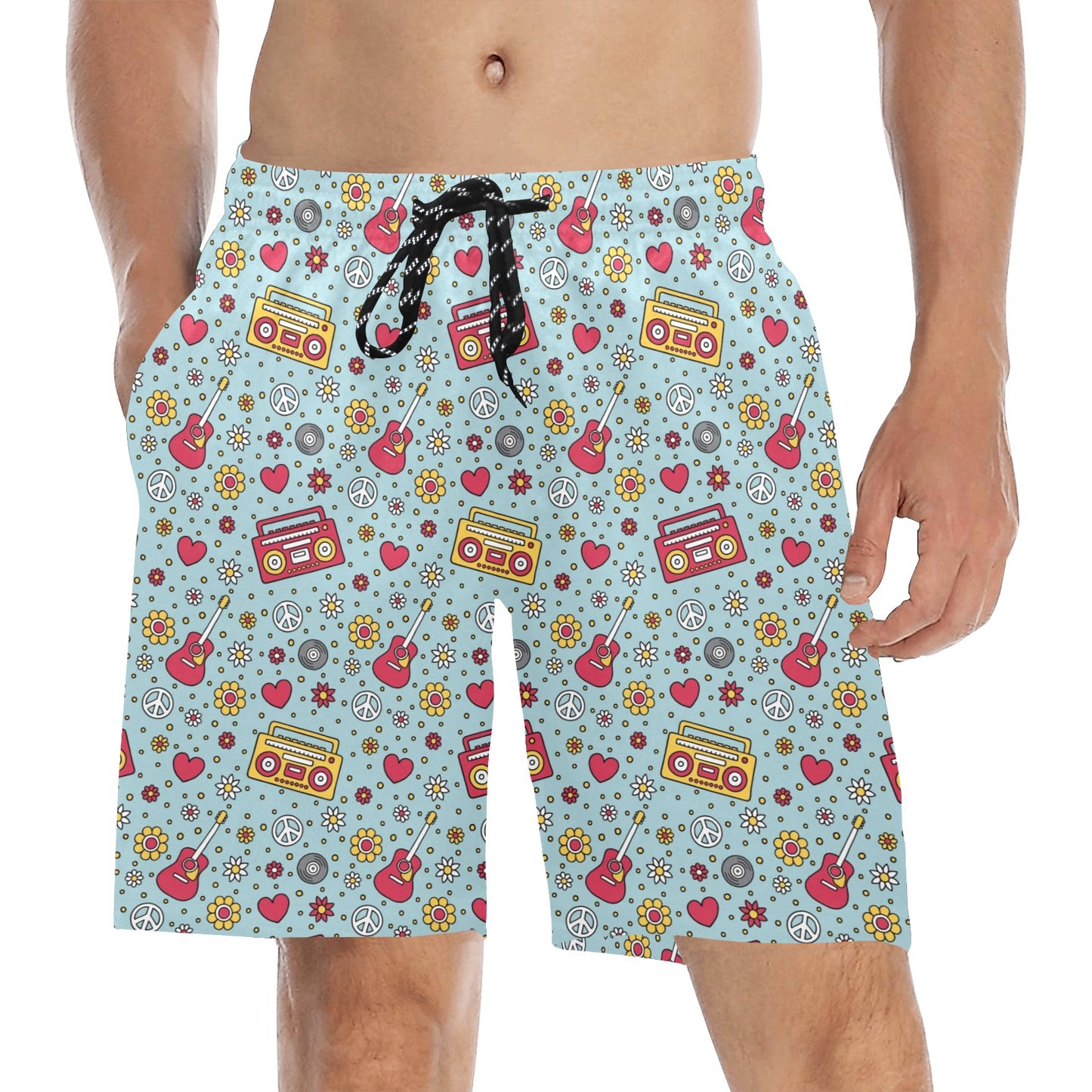 Hippie Print Design LKS307 Men's Swim Trunks Beach Shorts