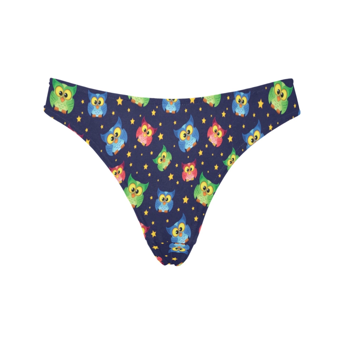 Owl with Star Themed Design Print Women's Thongs