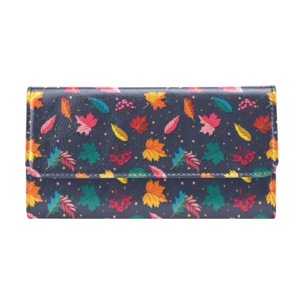 Elm Leave Colorful Print Pattern Women's Trifold Wallet
