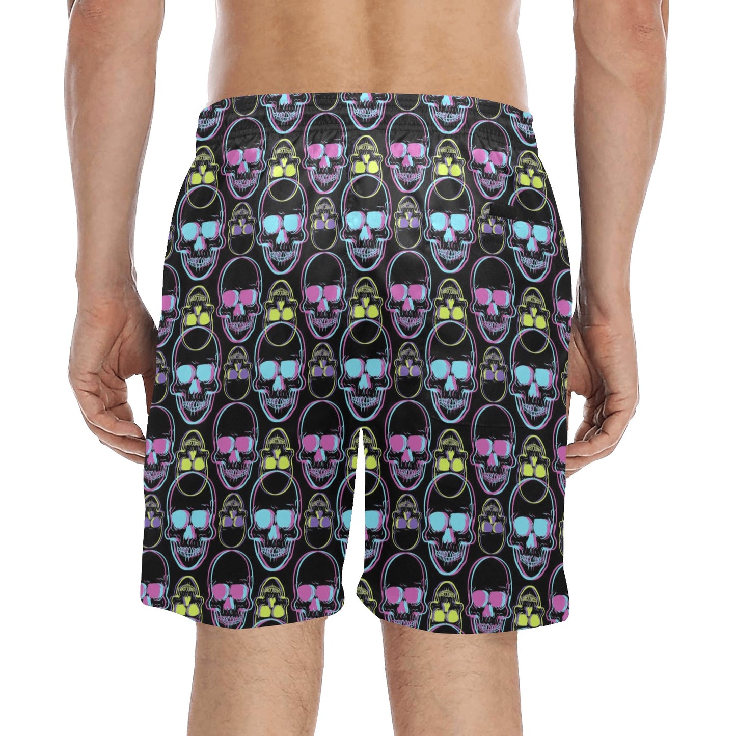 Skull 3D Colorful Print Design LKS309 Men's Swim Trunks Beach Shorts
