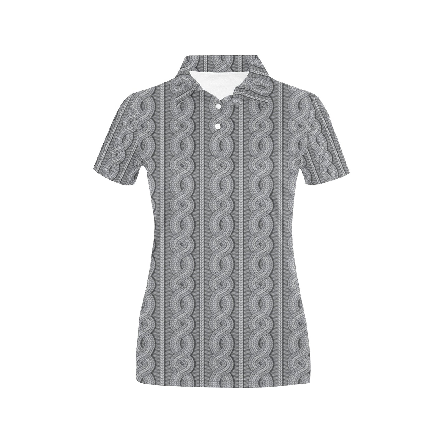 Cable Knit Pattern Print Design 01 Women's Polo Shirt