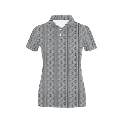 Cable Knit Pattern Print Design 01 Women's Polo Shirt