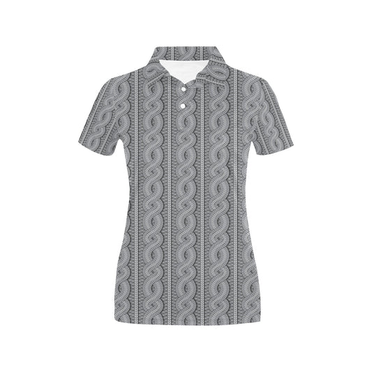 Cable Knit Pattern Print Design 01 Women's Polo Shirt