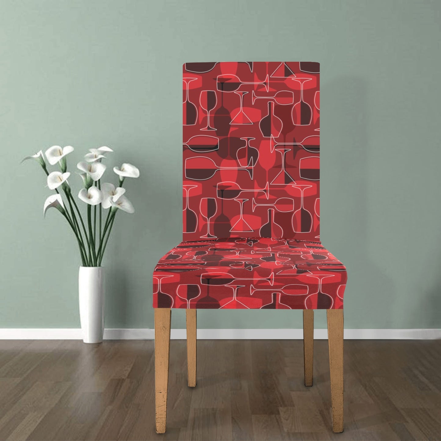 Wine Glass Print Design LKS301 Dining Chair Slipcover