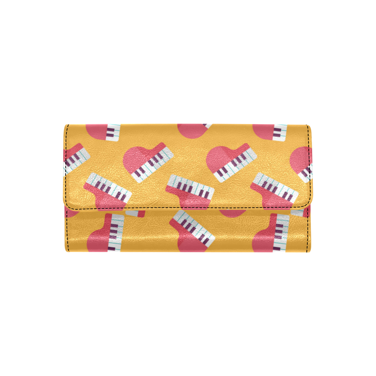 Piano Pattern Print Design 02 Women's Trifold Wallet