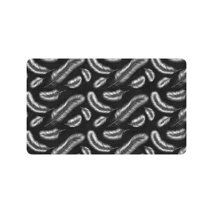 Feather Black White Design Print Rubber Doormat