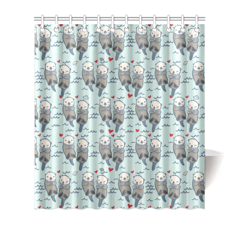 Sea Otter Pattern Print Design 03 Shower Curtain