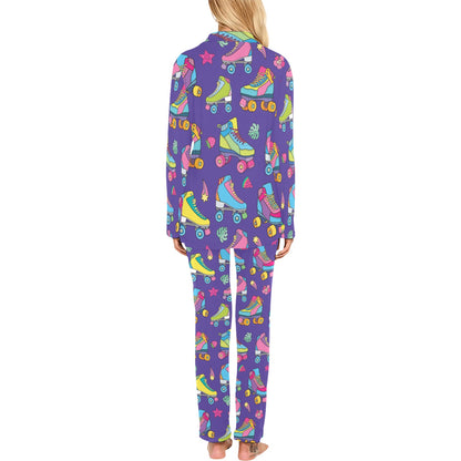 Roller skate Colorful Pattern Print Design A05 Women's Long Pajama Set