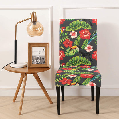 Hibiscus Red With Parrotprint Design LKS303 Dining Chair Slipcover
