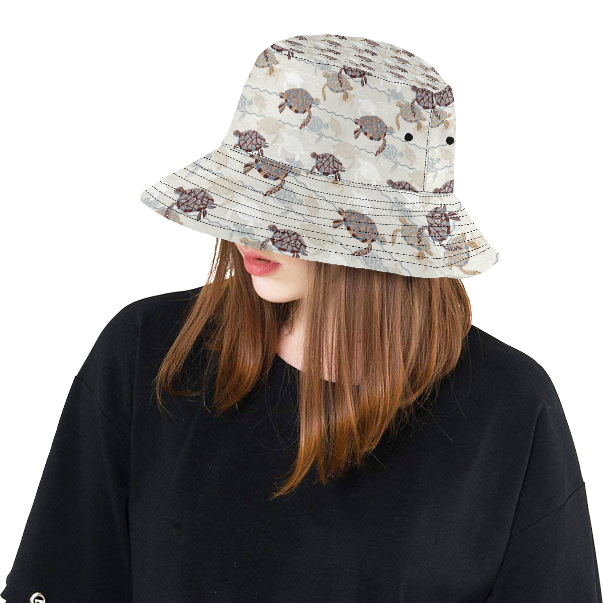 Sea Turtle Pattern Print Design T07 Unisex Bucket Hat