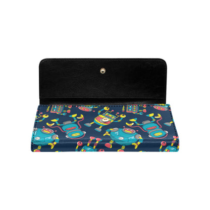 Robot Pattern Print Design A05 Women's Trifold Wallet