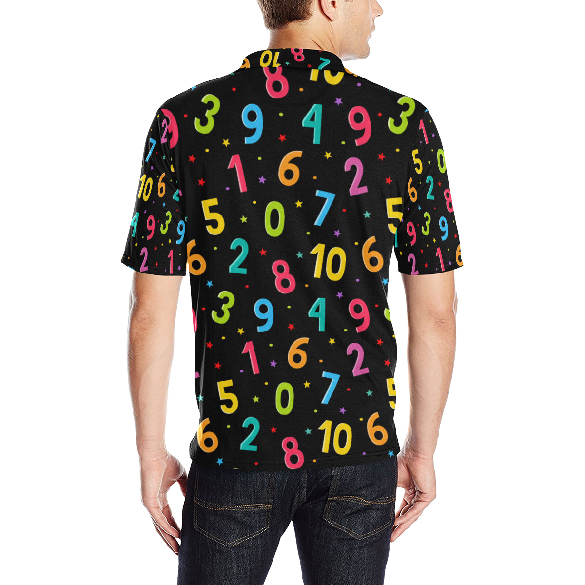 Number Pattern Print Design A04 Men Polo Shirt
