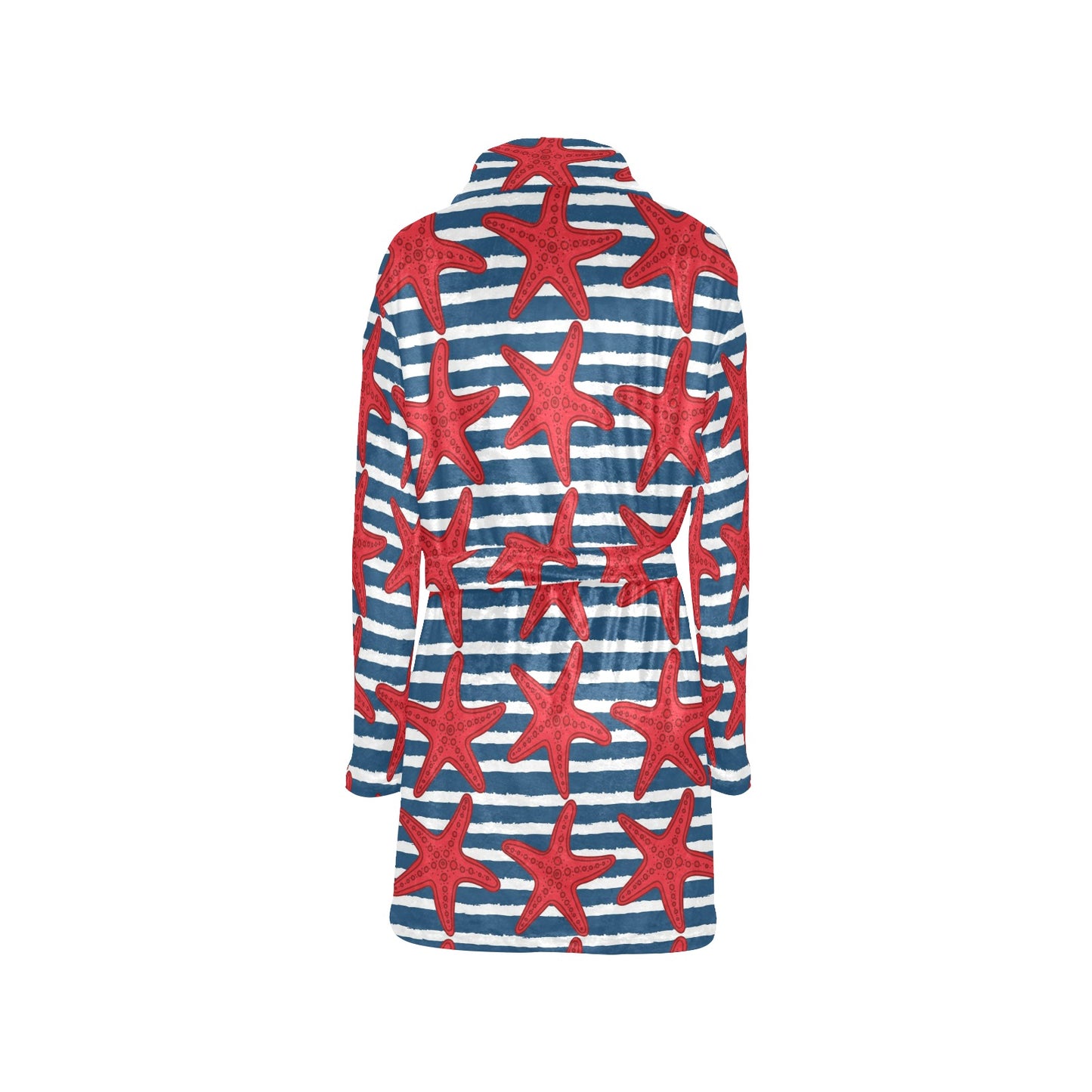 Starfish Red Pattern Print Design 02 Women's Fleece Robe