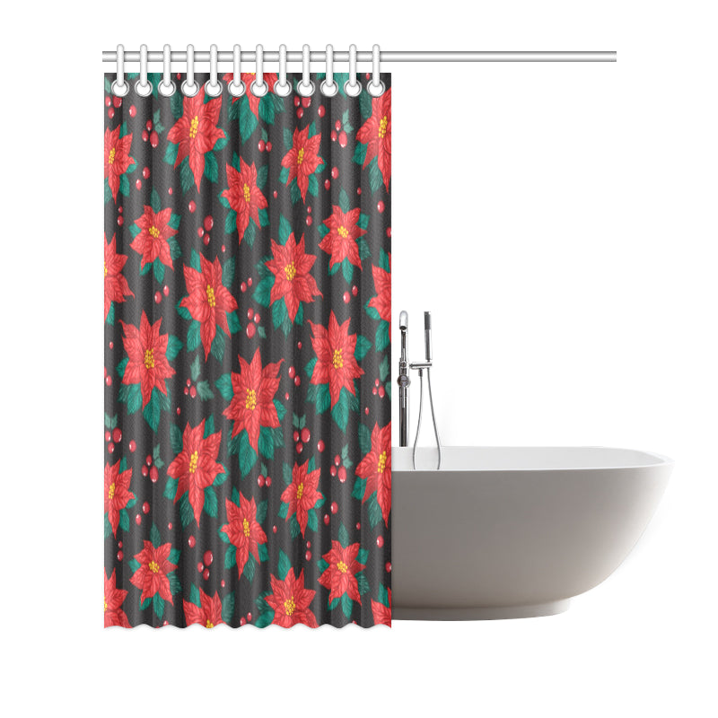 Poinsettia Pattern Print Design POT07 Shower Curtain