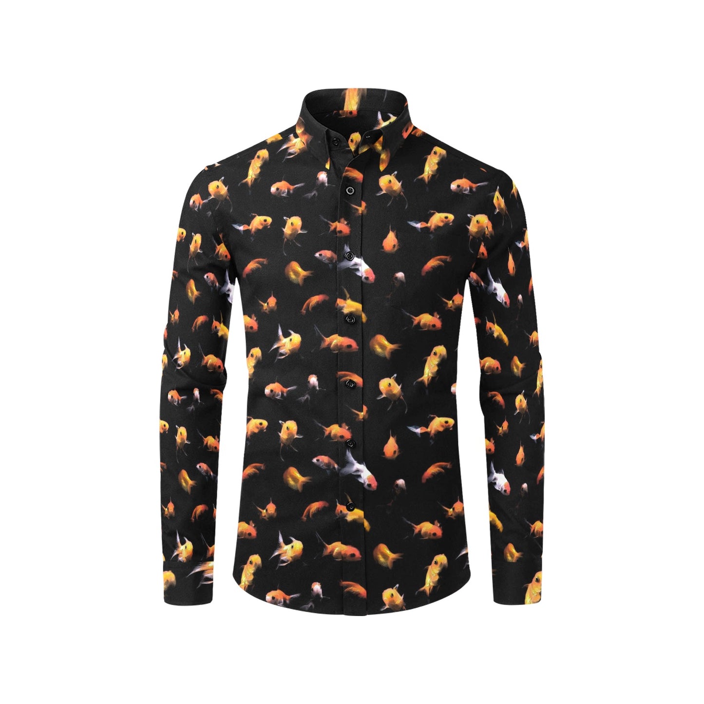 Goldfish Print Design LKS402 Men's Long Sleeve Dress Shirt