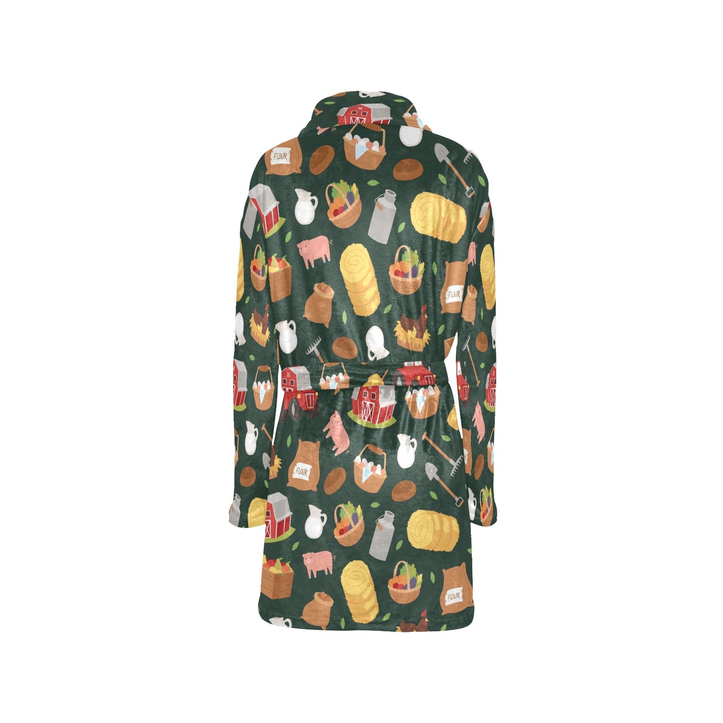 Agricultural Farm Print Design 02 Women's Fleece Robe