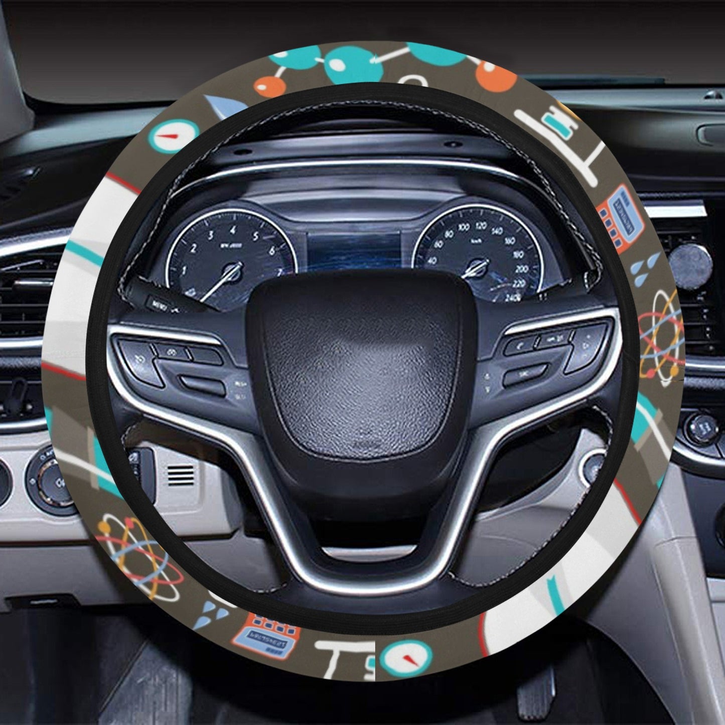 Science Print Design LKS303 Steering Wheel Cover with Elastic Edge