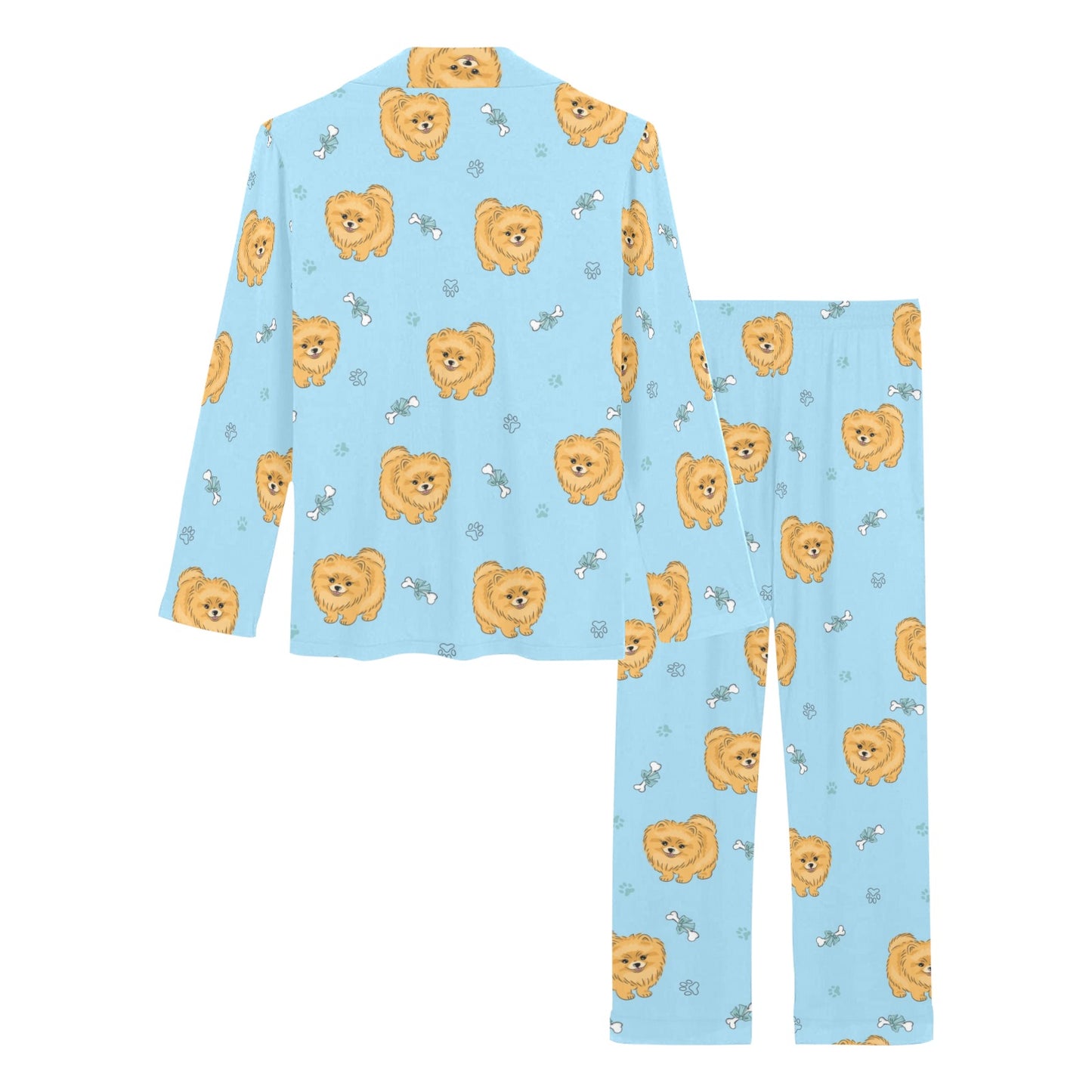 Pomeranians Pattern Print Design A03 Women's Long Pajama Set