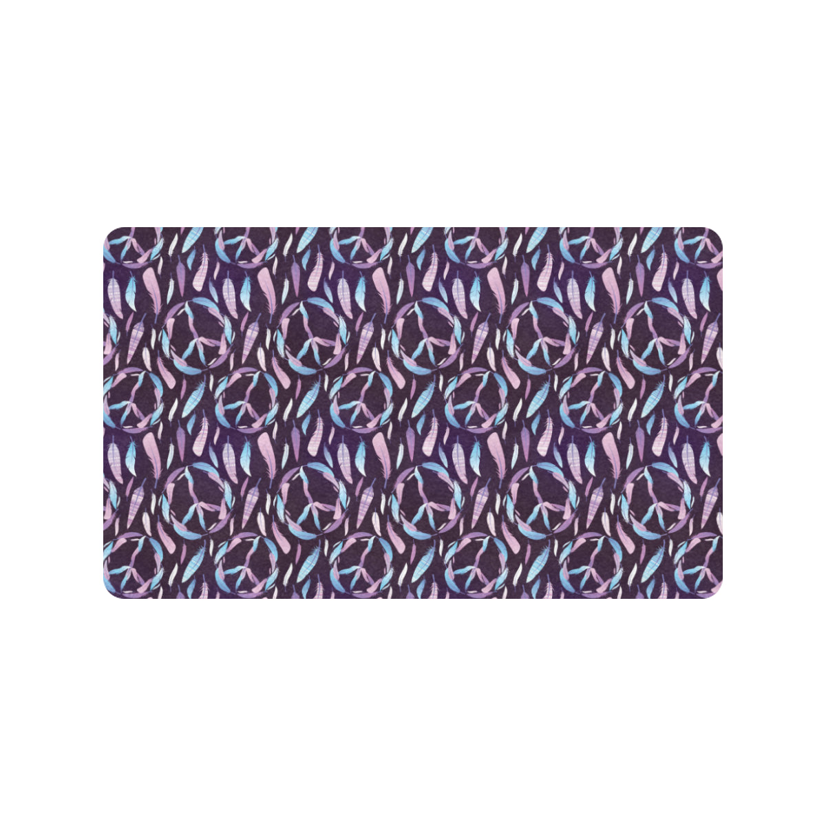 Peace Sign Feather Design Print Rubber Doormat