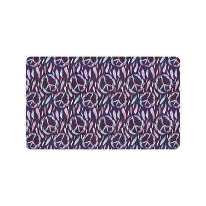 Peace Sign Feather Design Print Rubber Doormat