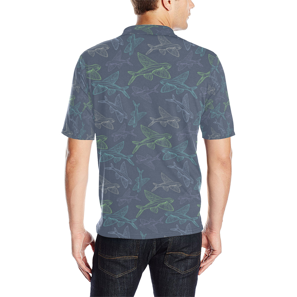 Flying Fish Pattern Print Design 02 Men Polo Shirt