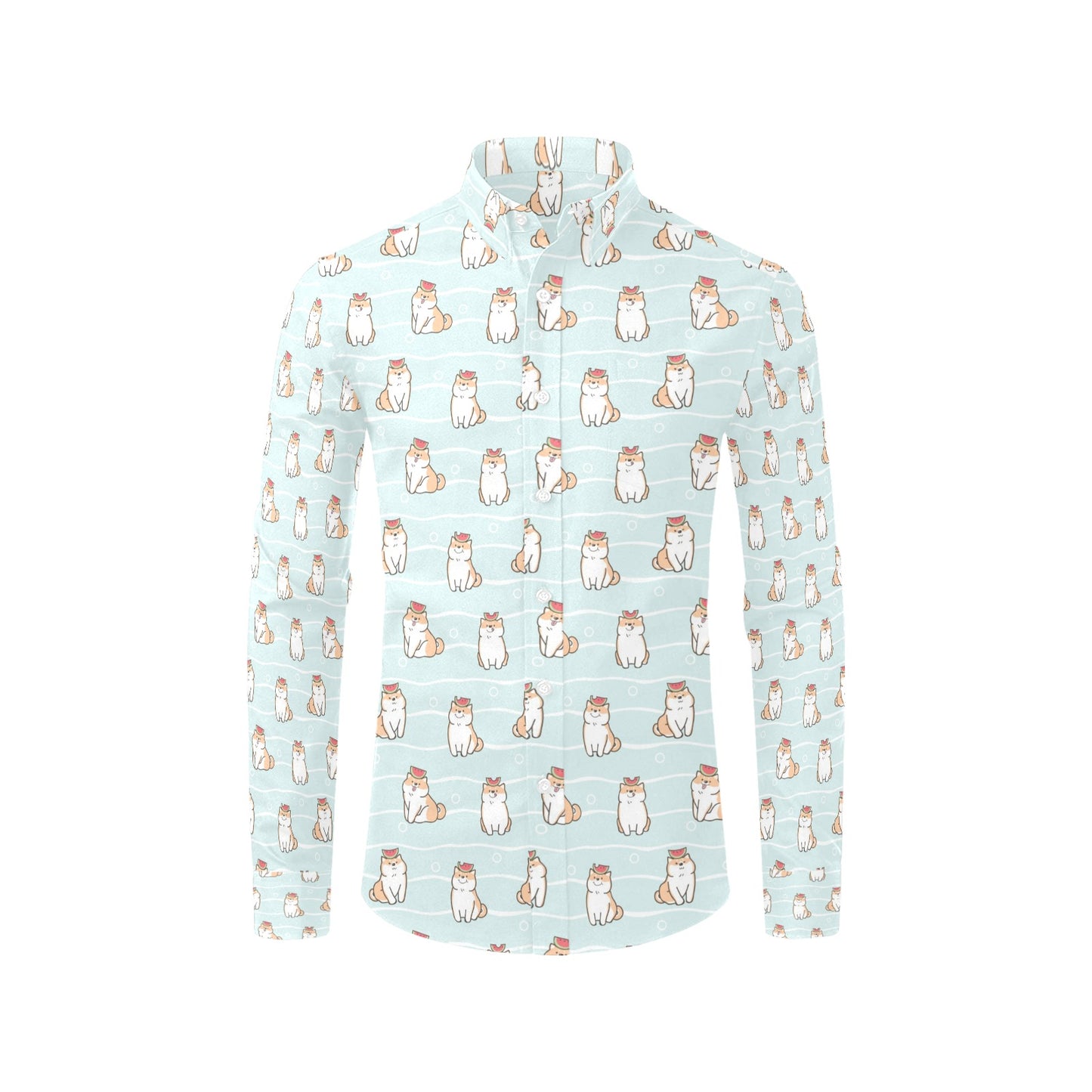 Shiba Inu Print Design LKS3011 Men's Long Sleeve Dress Shirt