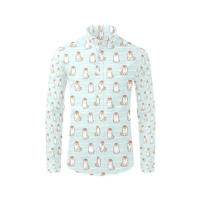 Shiba Inu Print Design LKS3011 Men's Long Sleeve Dress Shirt