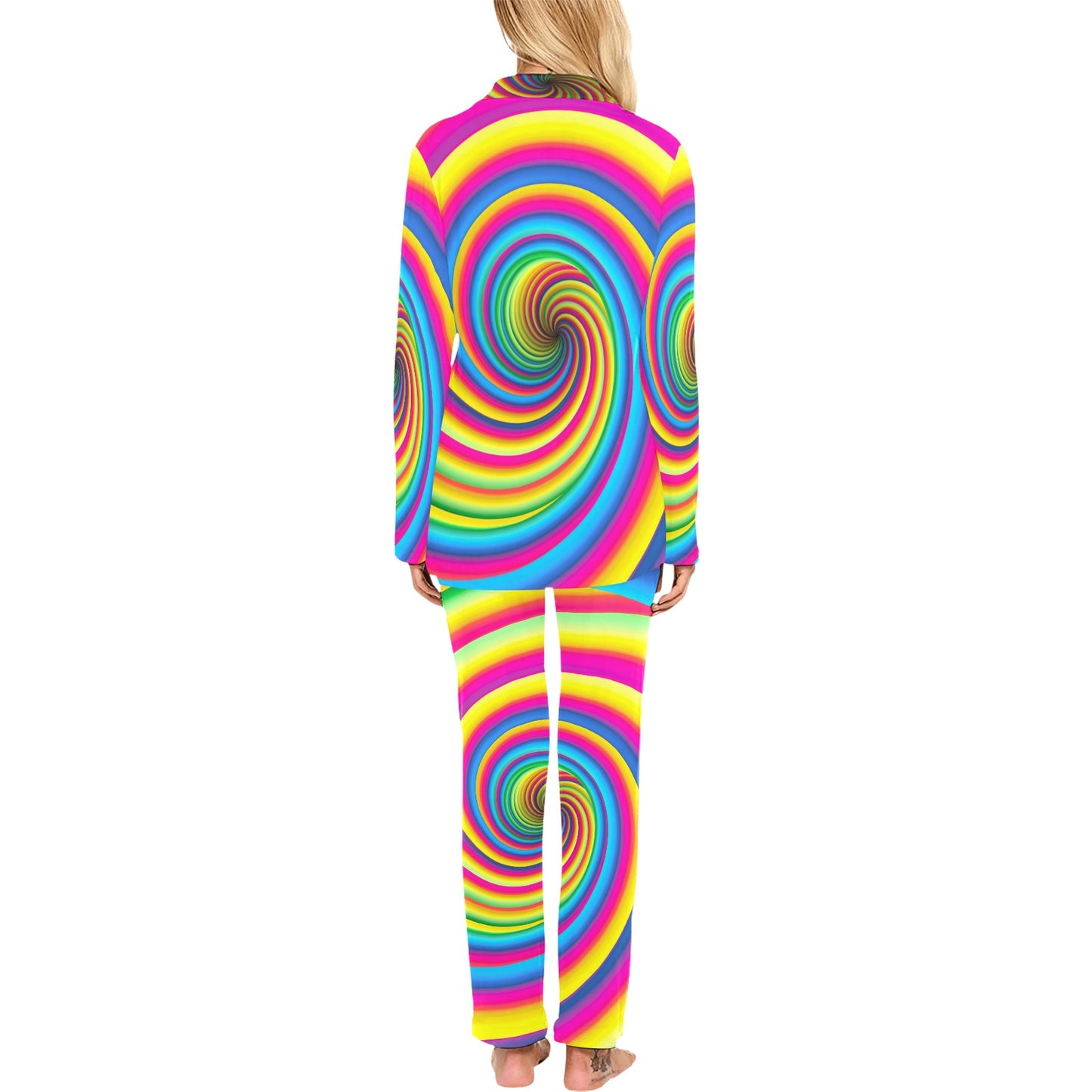 Vortex Twist Swirl Rainbow Design Women's Long Pajama Set