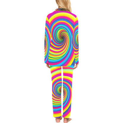 Vortex Twist Swirl Rainbow Design Women's Long Pajama Set
