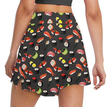 Sushi Design Print 17" Golf & Pickleball Skort with Pockets