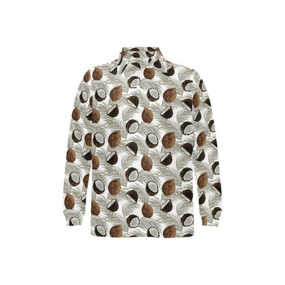 Coconut Pattern Print Design CN03 Long Sleeve Polo Shirt For Men's