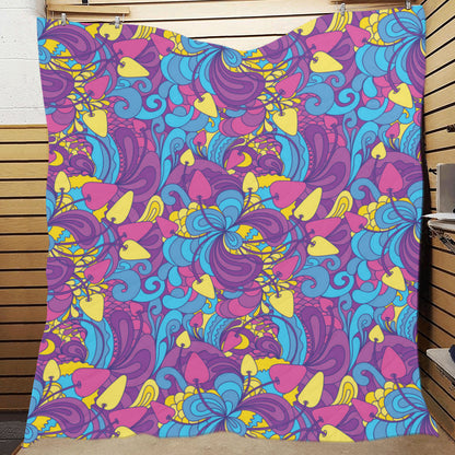 Psychedelic Mushroom Pattern Print Design A03 Premium Quilt