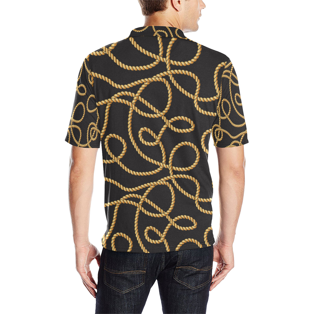 Rope Pattern Print Design A04 Men Polo Shirt