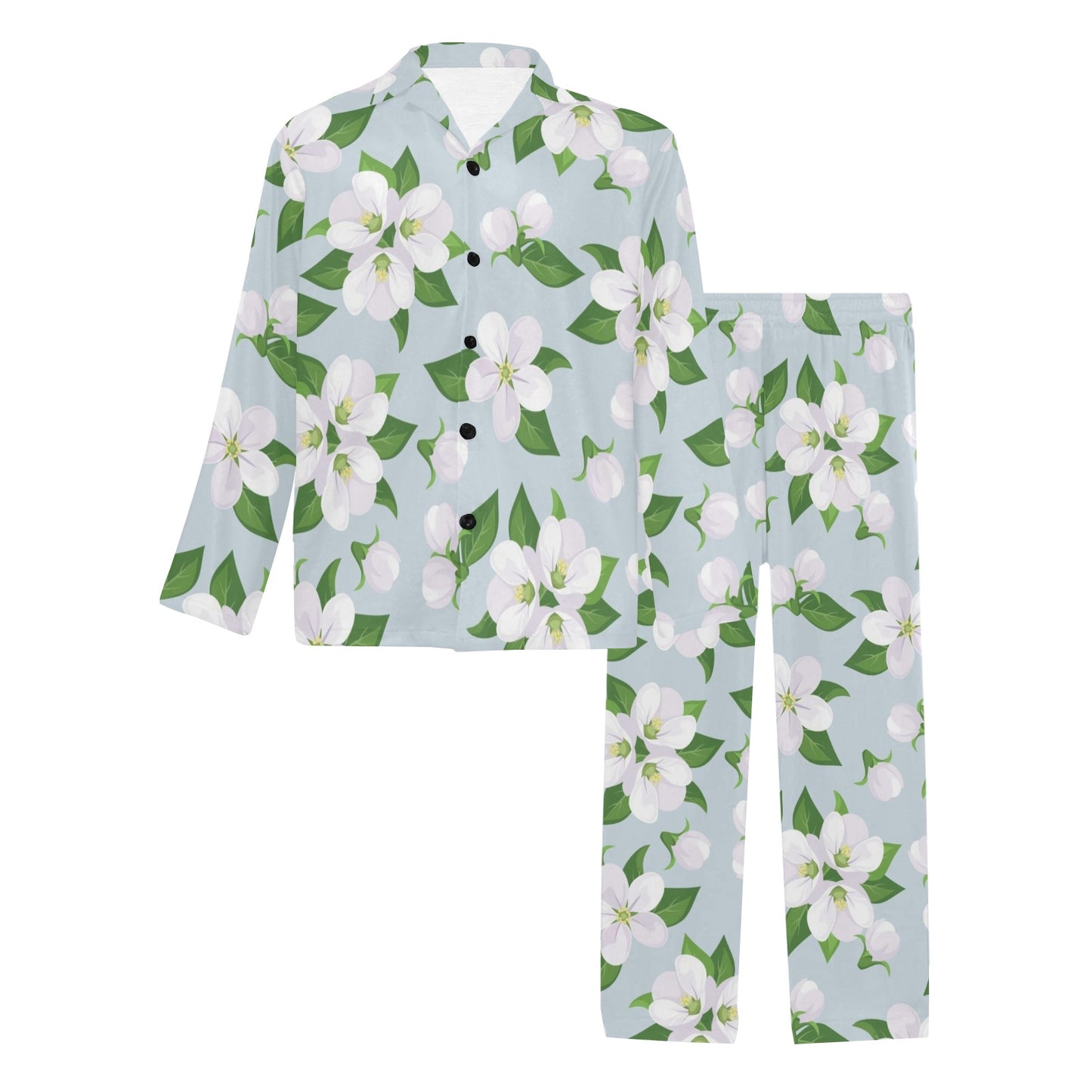 Apple blossom Pattern Print Design AB04 Men's Long Pajama Set