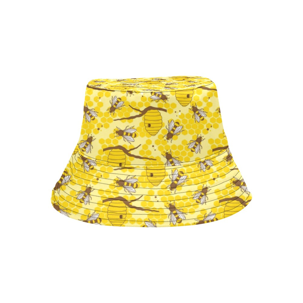 Bee With Honeycomb Print Design LKS302 Unisex Bucket Hat