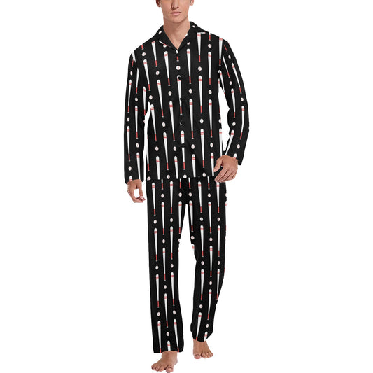 Baseball Pattern Print Design 03 Men's Long Pajama Set