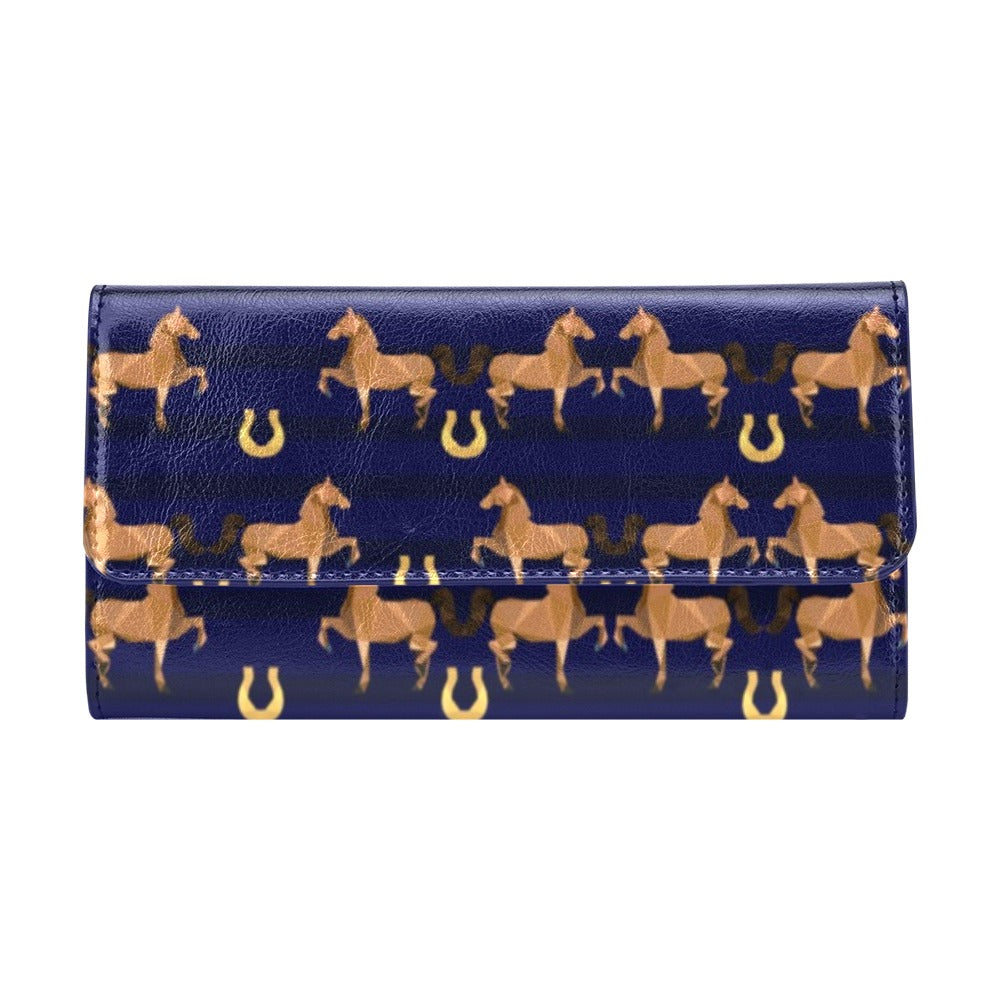 Horse Luxury Themed Pattern Print Women's Trifold Wallet