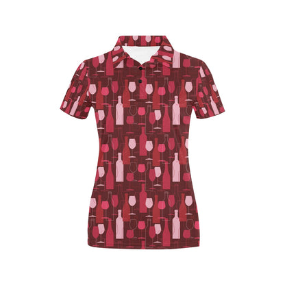 Wine Print Design LKS304 Women's Polo Shirt