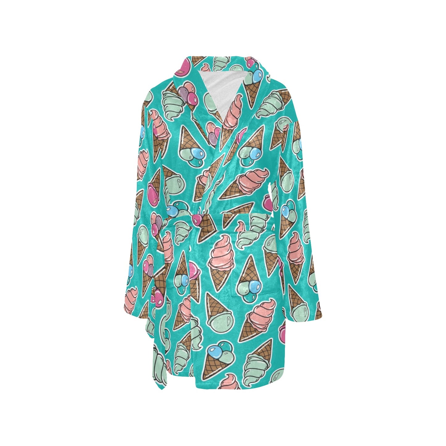 Ice Cream Pattern Print Design IC01 Women's Fleece Robe