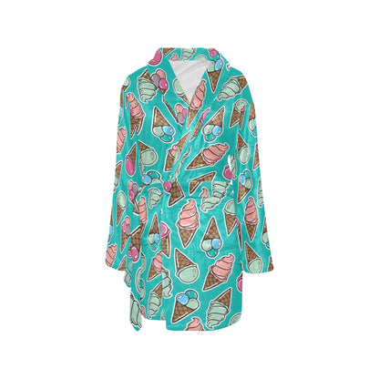 Ice Cream Pattern Print Design IC01 Women's Fleece Robe
