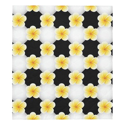 Plumeria Pattern Print Design A04 Premium Quilt