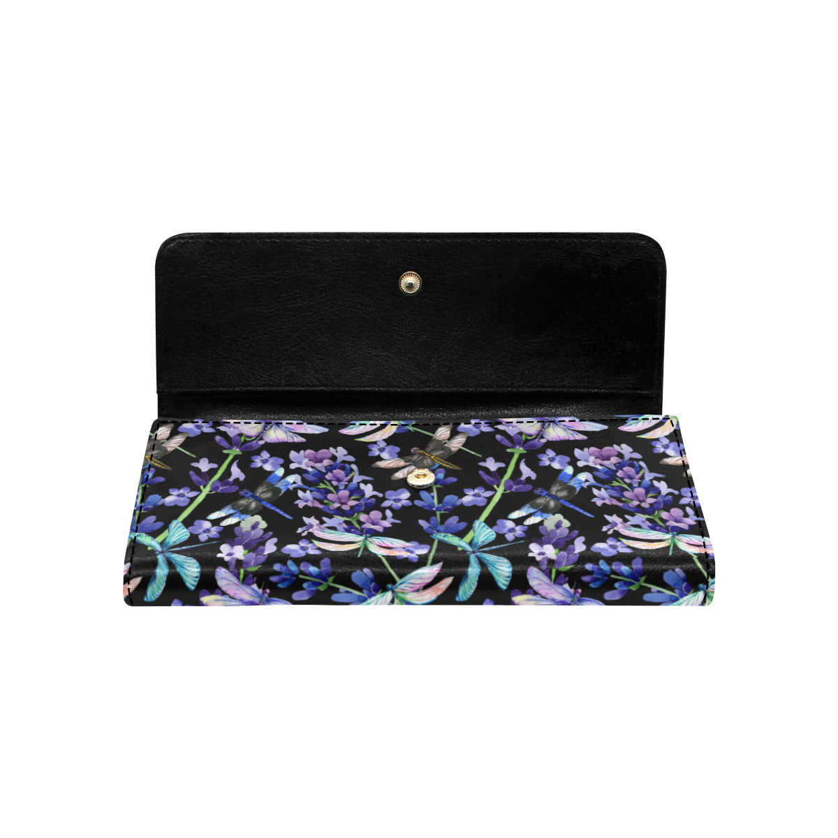 Lavender Dragonfly Pattern Print Design LV03 Women's Trifold Wallet