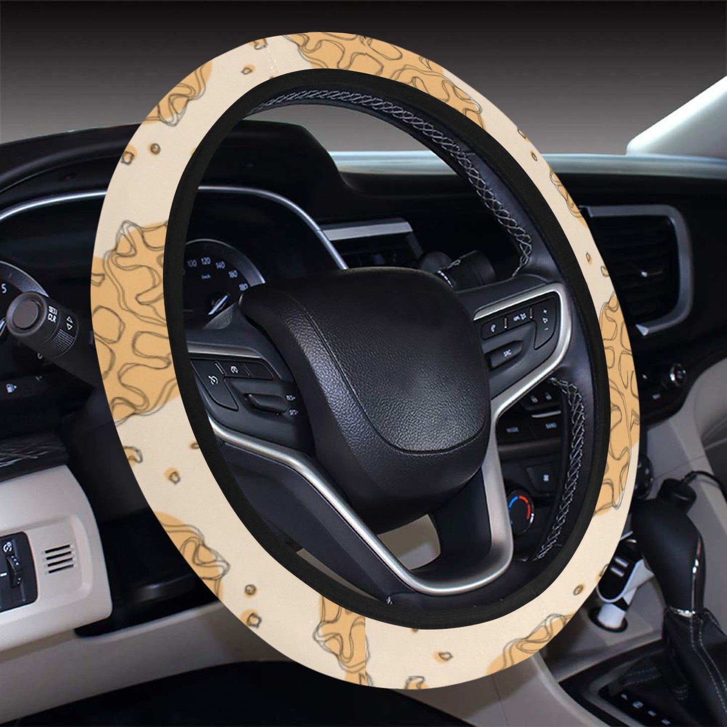 Waffle Print Design LKS303 Steering Wheel Cover with Elastic Edge