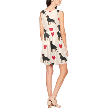 Rottweiler Pattern Print Design A02 Sleeveless Dress